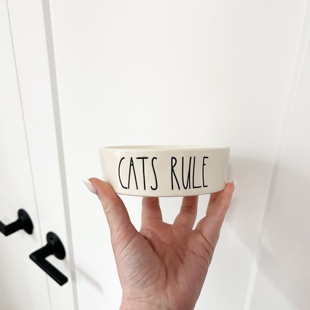 Rae Dunn Cats Rule Feeding Dish - Picture 1 of 3